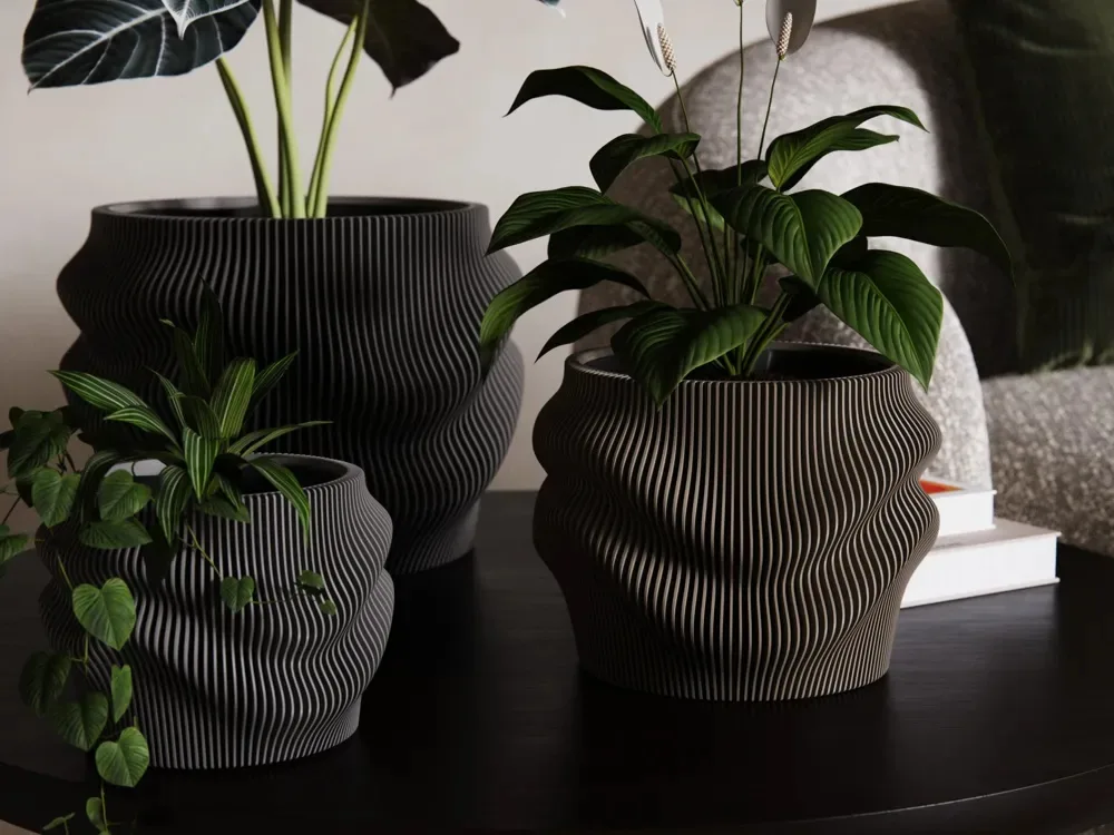 🌿 Pot Fjord Wave avec insert – Impression 3D