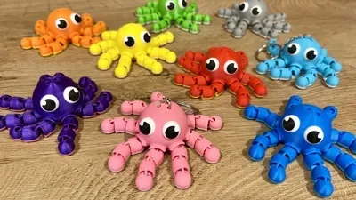 🐙 Pieuvre flexible articulée – porte-clés