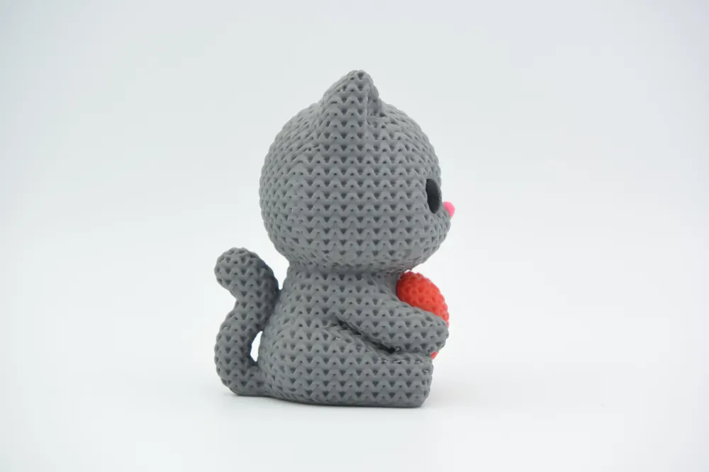 🐱 Chat avec cœur effet tricot – Impression 3D