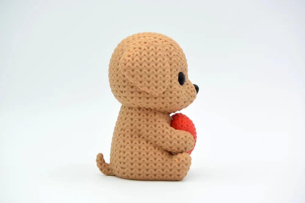🐶 Chien avec cœur effet tricot – Impression 3D