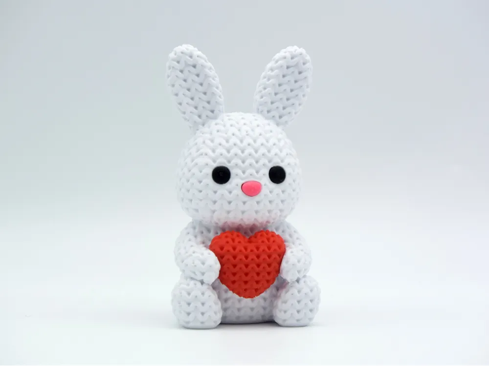 🐰 Lapin avec cœur effet tricot – Impression 3D