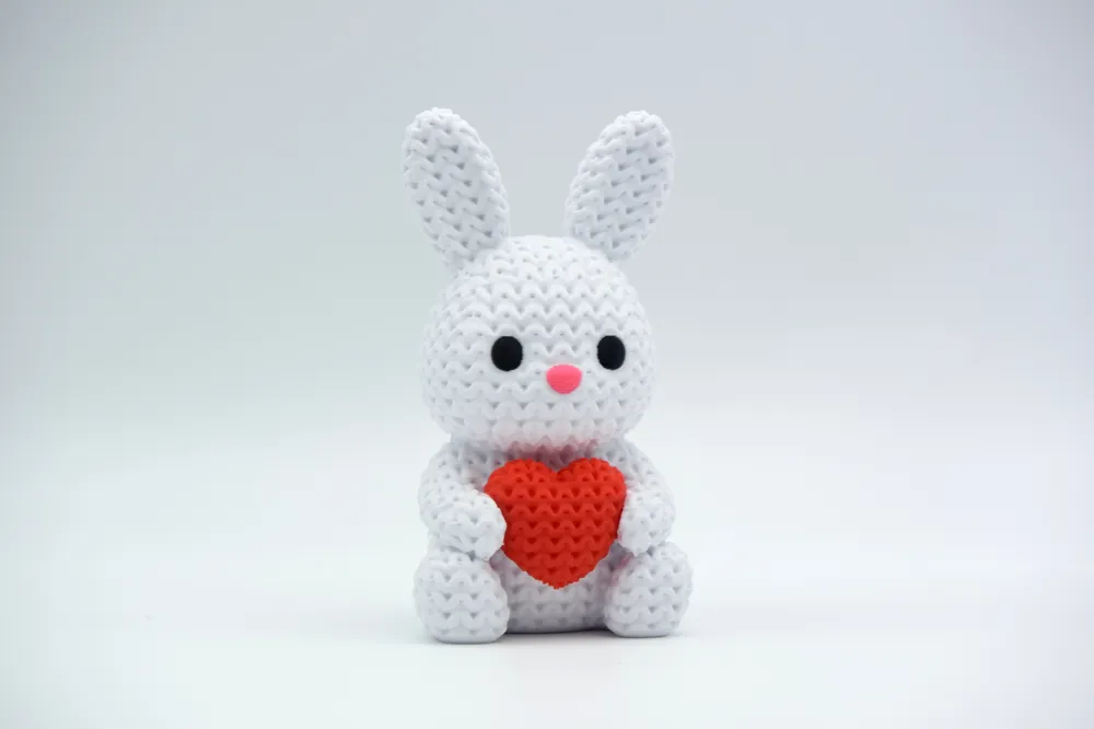 🐰 Lapin avec cœur effet tricot – Impression 3D