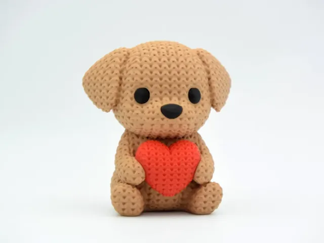 Chien avec cœur effet tricot – Impression 3D