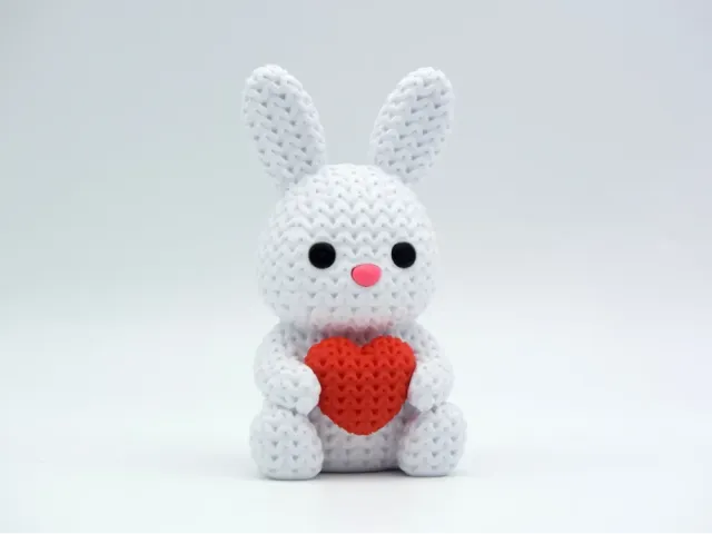Lapin avec cœur effet tricot – Impression 3D