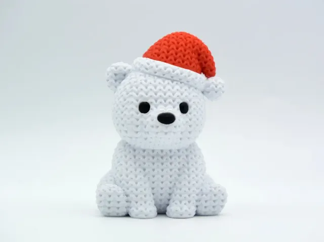 Ours polaire de Noël effet tricot – Impression 3D